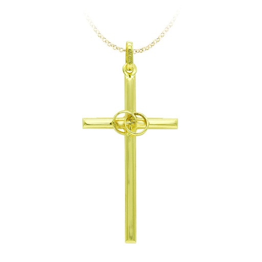 [P2208] 18K CRUZ ORO AMARILLO HUECA ALIANZAS. 31X16 MM