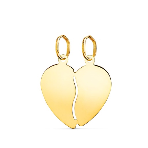 [P22085] 18K COLGANTE ORO AMARILLO CORAZON PARTIDO BRILLO 17X15 MM