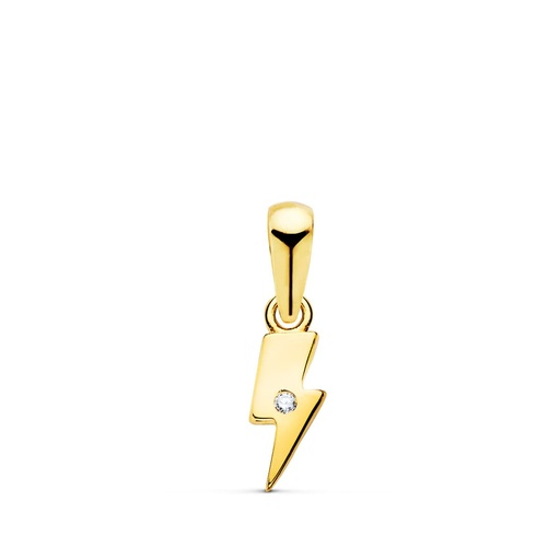 [P22126-5] 18K COLGANTE ORO AMARILLO RAYO MINI CON CIRCONITA 8.5X4 MM