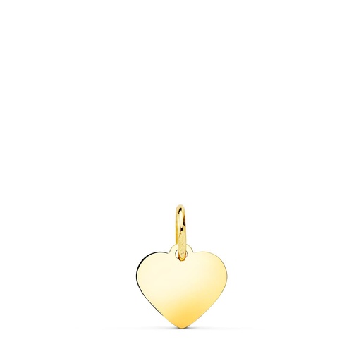 [P22132] 18K COLGANTE CHAPA  CORAZON LISO EN BRILLO 10X10 MM