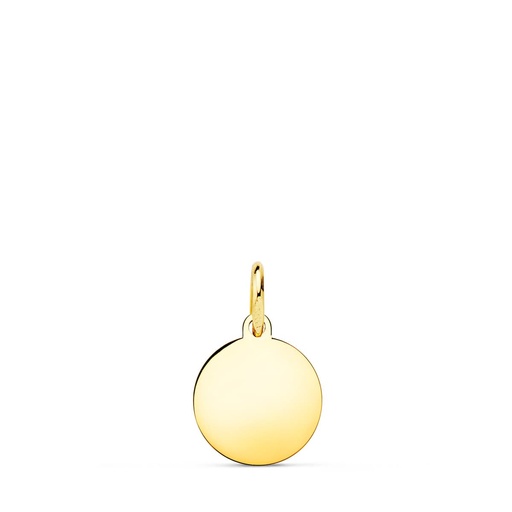 [P22136] 18K CHAPA DISCO ORO AMARILLO LISO EN BRILLO 10 MM