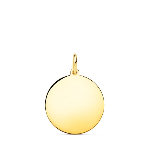[P22139] 18K CHAPA DISCO ORO AMARILLO LISO EN BRILLO 16 MM