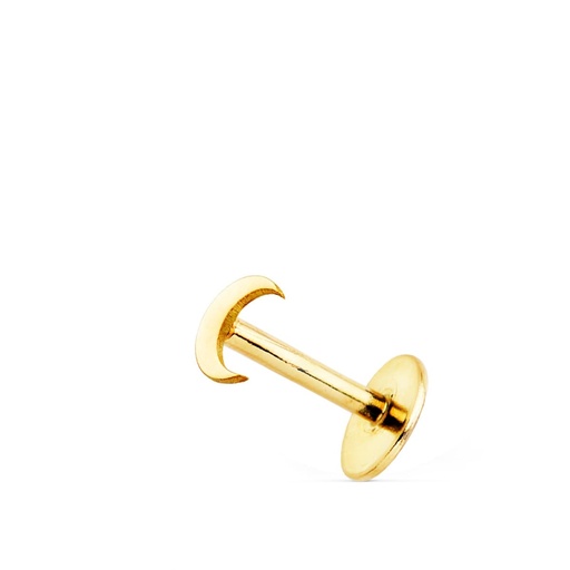 [P22143] 18K PIERCING OREJA ORO AMARILLO MEDIA LUNA BRILLO 4X3 MM