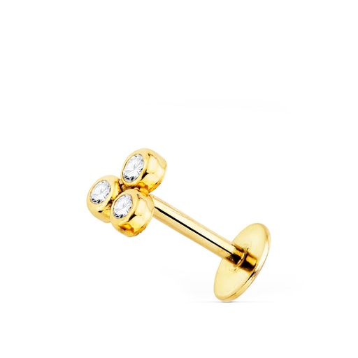 [P22147] 18K PIERCING OREJA ORO AMARILLO TRIANGULO CON CIRCONITAS 5X3.5 MM
