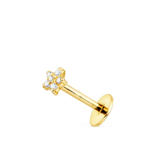 [P22148] 18K PIERCING OREJA ESTRELLA CON CIRCONITAS 3.5X3.5 MM