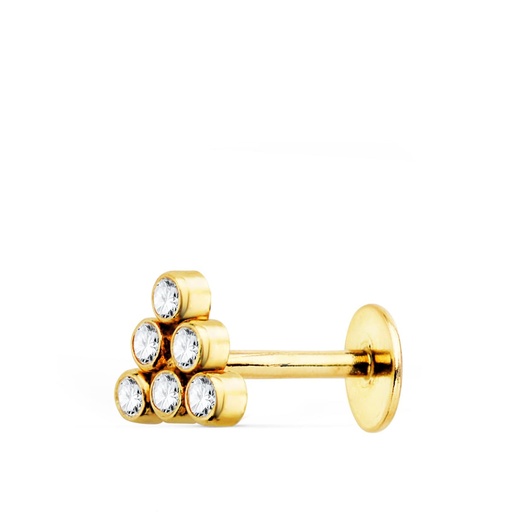 [P22149] 18K PIERCING OREJA ORO AMARILLO TRIANGULO CIRCONITAS 5.5X5 MM