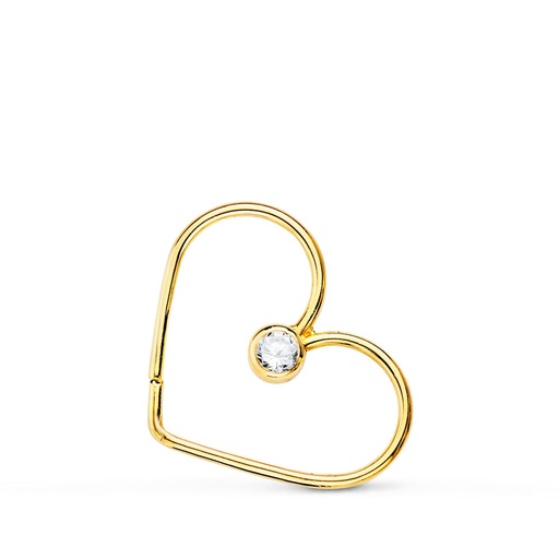 [P22157] 18K PIERCING OREJA ORO AMARILLO CORAZON CON CIRCONITA 16X15 MM