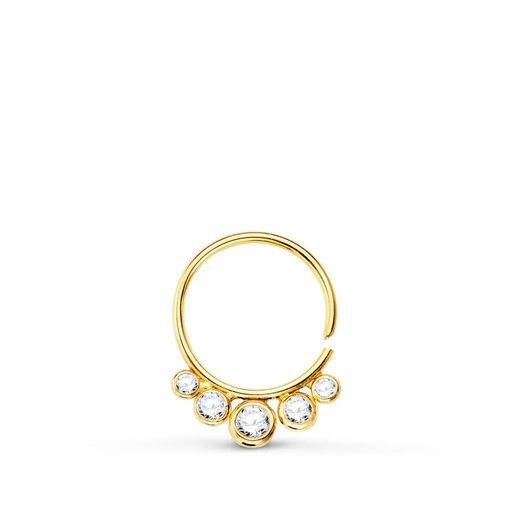 [P22158] 18K PIERCING OREJA ORO AMARILLO REDONDO CON CIRCONITAS 13X10 MM
