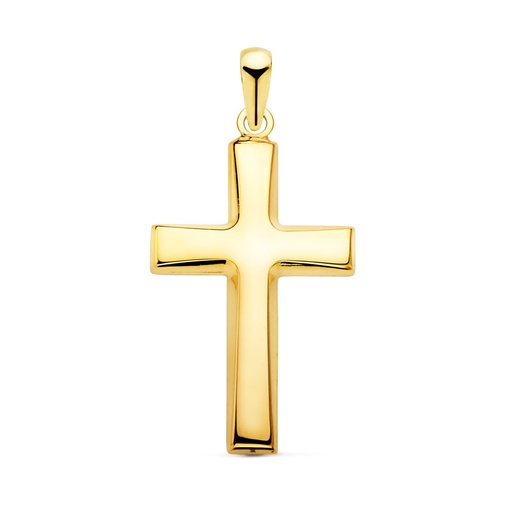[P22176] 18K CRUZ ORO AMARILLO LISA PLANA HUECA EN BRILLO 25X16 MM