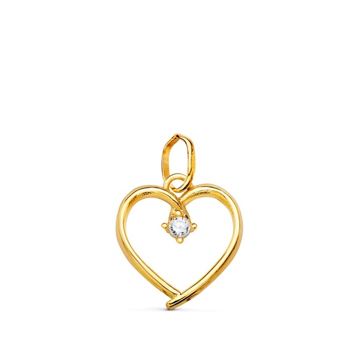 [P22188] 18K COLGANTE ORO AMARILLO CORAZON CON CIRCONITA DE 2 MM 13X12 MM
