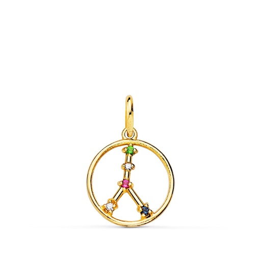 [P22193-CN] 18K COLGANTE ORO AMARILLO HOROSCOPO CANCER CONSTELACIONES CIRCONITAS 12 MM