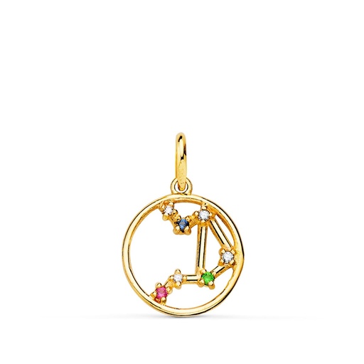 [P22193-LI] 18K COLGANTE ORO AMARILLO HOROSCOPO LIBRA CONSTELACIONES CIRCONITAS COLOR 12 MM
