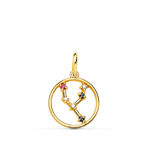 [P22193-TA] 18K COLGANTE ORO AMARILLO HOROSCOPO TAURO CONSTELACIONES CIRCONITAS COLOR 12 MM