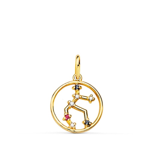 [P22193-VI] 18K COLGANTE ORO AMARILLO HOROSCOPO VIRGO CONSTELACIONES CIRCONITAS COLOR 12 MM