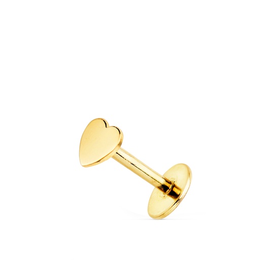 [P22199] 18K PIERCING DE OREJA ORO AMARILLO CON CORAZON 5 X 3 MM. CIERRE ROSCA