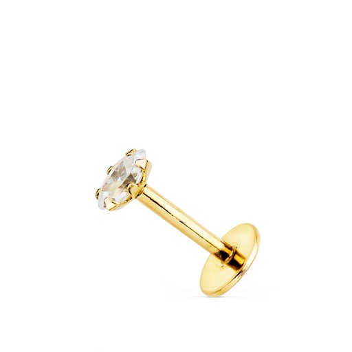 [P22200] 18K PIERCING DE OREJA ORO AMARILLO CON CIRCONITA 4 X 2 MM. CIERRE ROSCA