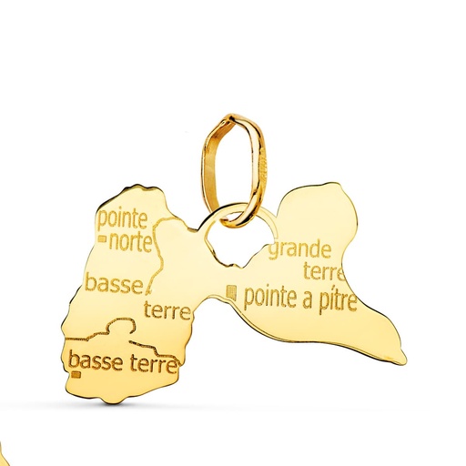 [P22208] 18K PENDENTIF OR JAUNE ILE GUADALOUPE  15 X 21 MM