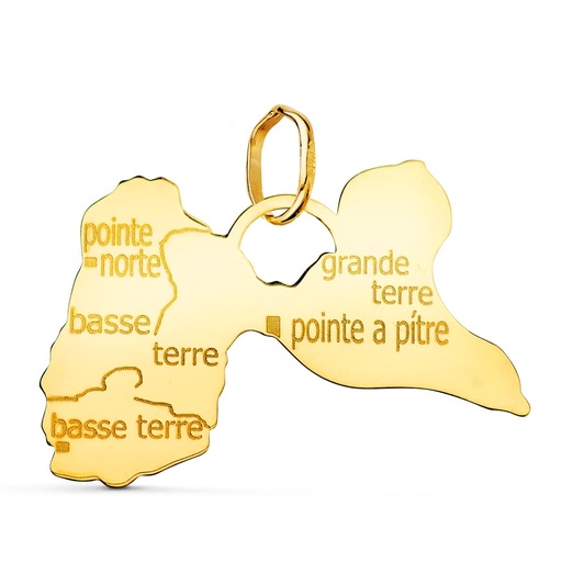 [P22209] 18K PENDENTIF OR JAUNE ILE GUADALOUPE  17 X 24 MM
