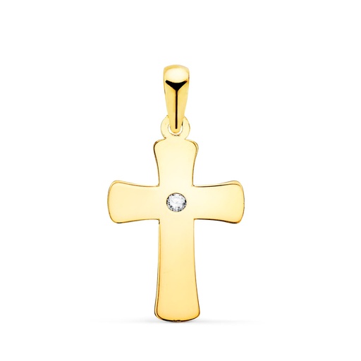 [P22213] 18K CRUZ ORO AMARILLO LISA EN BRILLO CON CIRCONITA 20 X 12 MM