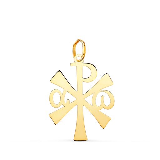 [P22234] 18K COLGANTE ORO AMARILLO CRUZ CRISMON BRILLO 22 X 14 MM