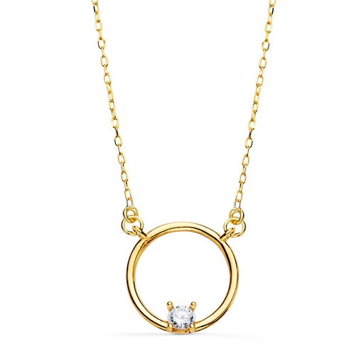 [P22278] 18K GARGANTILLA ORO AMARILLO MOTIVO REDONDO CON CIRCONITA. ANCHO: 12MM CADENA: 40+2 CM