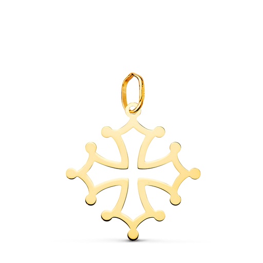 [P22283] 18K CRUZ DE OCCITANIA ORO AMARILLO EN BRILLO. 21 X 20 MM