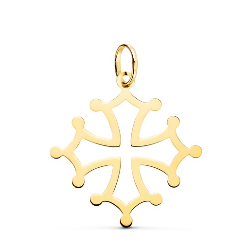 [P22284] 18K CRUZ DE OCCITANIA ORO AMARILLO EN BRILLO. 26 X 24 MM