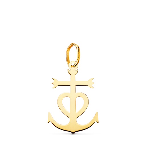 [P22285] 18K CRUZ DE LA CAMARGA ORO AMARILLO EN BRILLO. 17 X 12 MM