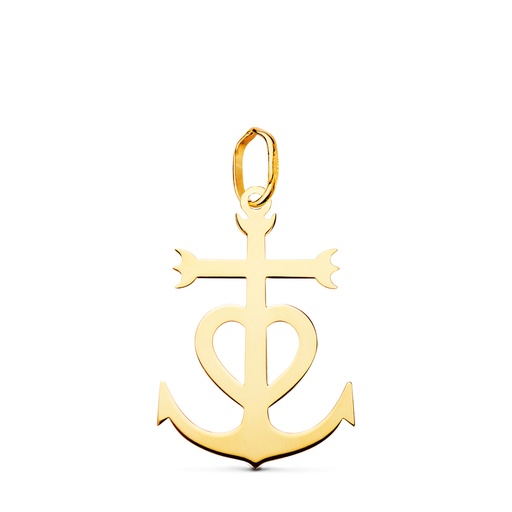 [P22286] 18K CRUZ DE LA CAMARGA ORO AMARILLO EN BRILLO. 22 X 15 MM