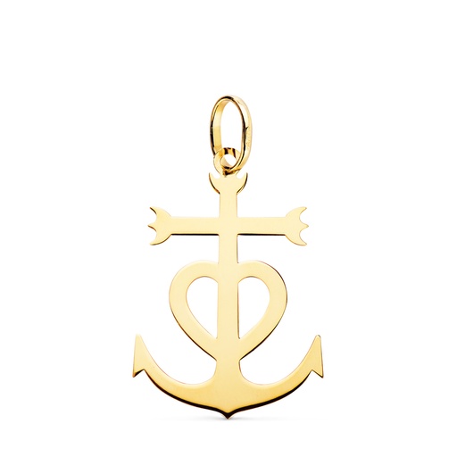 [P22287] 18K CRUZ DE LA CAMARGA ORO AMARILLO EN BRILLO. 27 X 19 MM