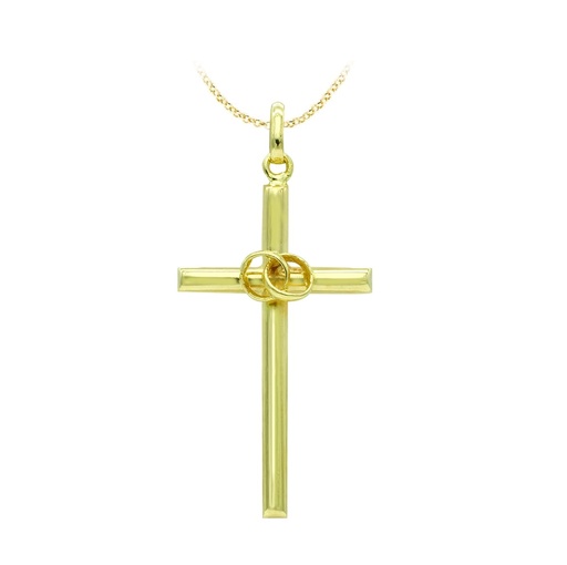[P2234] 18K CRUZ ORO AMARILLO HUECA ALIANZAS. 27X14 MM