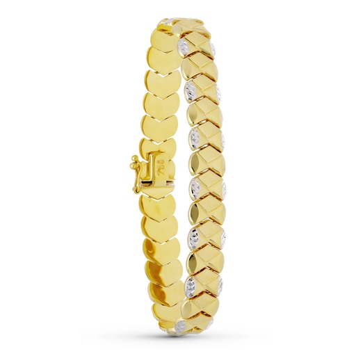 [P23000011] 18K PULSERA ORO BICOLOR ESTAMPACION 20.5CM