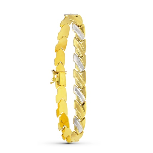 [P23000064] 18K PULSERA ORO BICOLOR ESTAMPACION