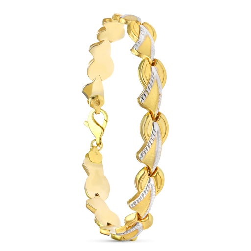 [P23000124] 18K PULSERA BICOLOR ESTAMPACION MATE Y BRILLO 19CM