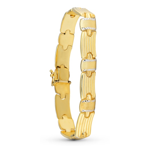 [P23000166] 18K PULSERA ORO BICOLOR ESTAMPACION