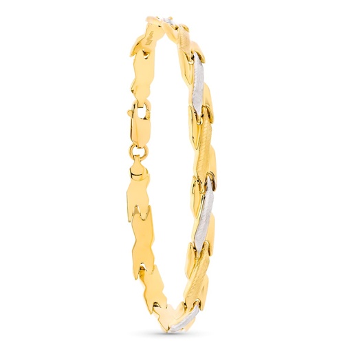 [P23000204] 18K PULSERA ORO BICOLOR ESTAMPACION