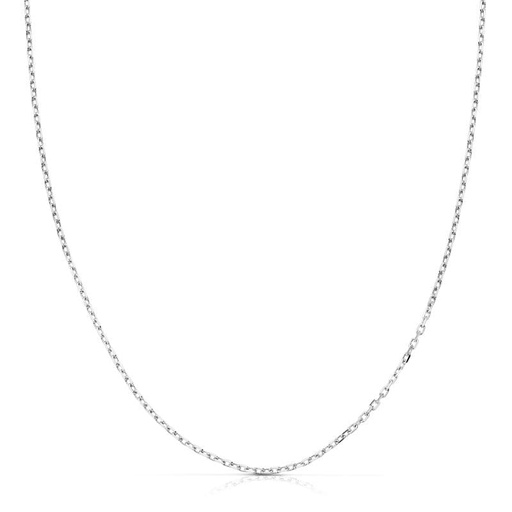 [P23002340] 18K CADENA MACIZA ORO BLANCO FORZADA 40 CM ANCHO 1 MM