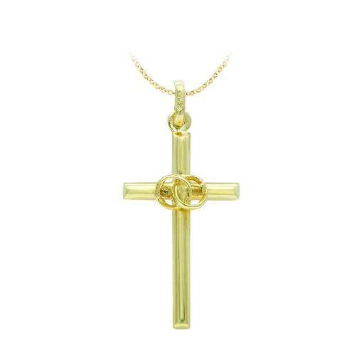 [P2307] 18K CRUZ ORO AMARILLO HUECA ALIANZAS. 23X12 MM