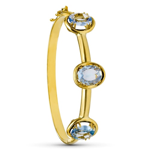[P24000020] 18K PULSERA ORO AMARILLO RIGIDA PIEDRAS COLOR