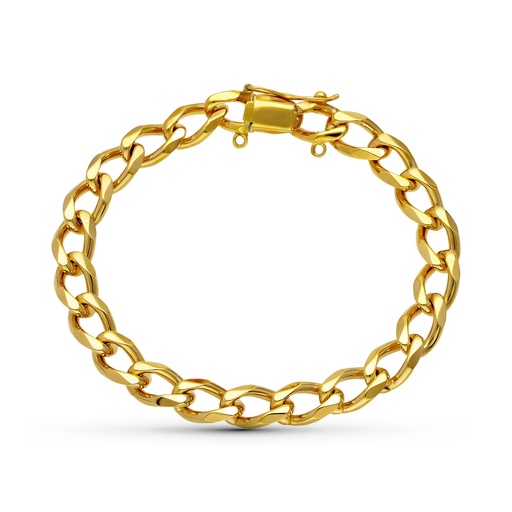 [P24000171] 18K PULSERA ORO AMARILLO BARBADA MACIZA CABALLERO