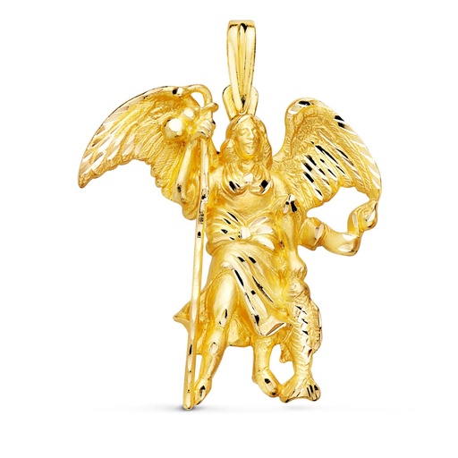 [P24000184] 18K MEDALLA ORO AMARILLO SAN RAFAEL SILUETA 33X29 MM