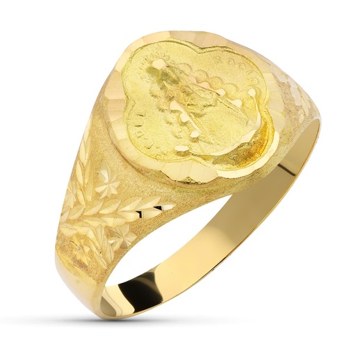 [P24000199] 18K SELLO ORO AMARILLO VIRGEN DEL ROCIO PANDERETA HUECO