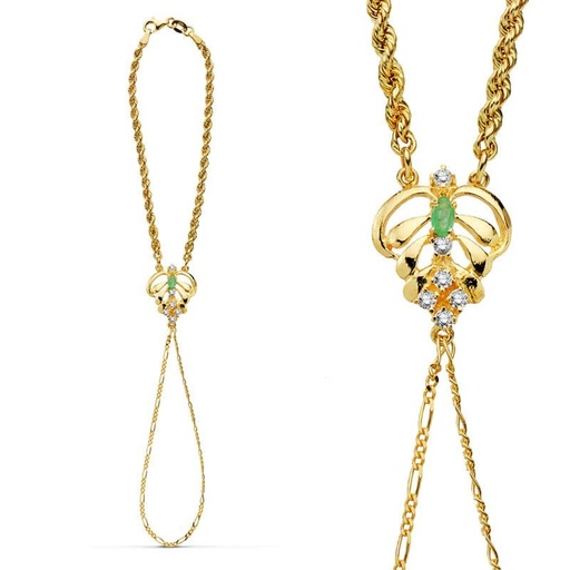 [P24000273] 18K PULSERA INDIA PIÑA Y CORDON 9.85 GR