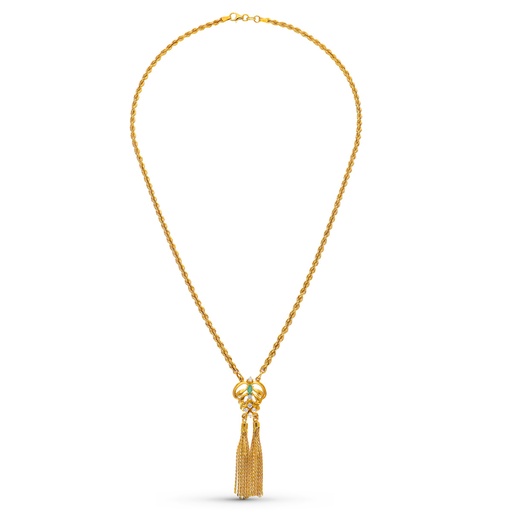 [P24000274-ES] 18K GARGANTILLA ORO AMARILLO ESMERALDA CORDON 50CM