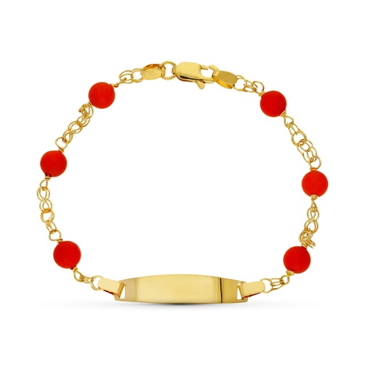 [P24000291] 18K ESCLAVA ORO AMARILLO CORAL FINO CERDEÑA 5-51/2 MM