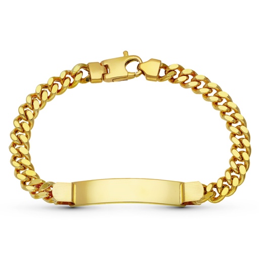 [P24000372] 18K ESCLAVA ORO AMARILLO BARBADA MACIZA CABALLERO