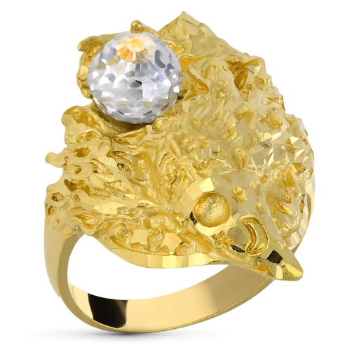 [P24000400] 18K SELLO ORO AMARILLO CABALLERO MAGO BOLA CRISTAL