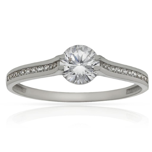[S138] SORTIJA ORO BLANCO 18KL CIRCONITAS