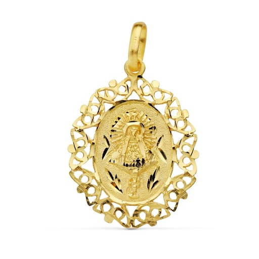 [P24000527] 18K MEDALLA VIRGEN DEL PILAR CERCO 29X21 MM