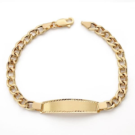 [P24000541] 18K ESCLAVA ORO AMARILLO BARBADA HUECA 19CM
